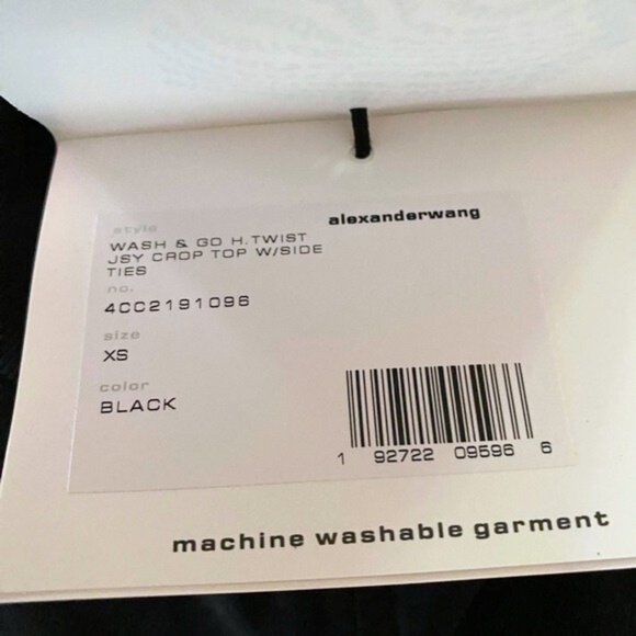 NEW Alexander Wang Wash and Go Twist Crop Top with Side Ties Black XS - Picture 15 of 17